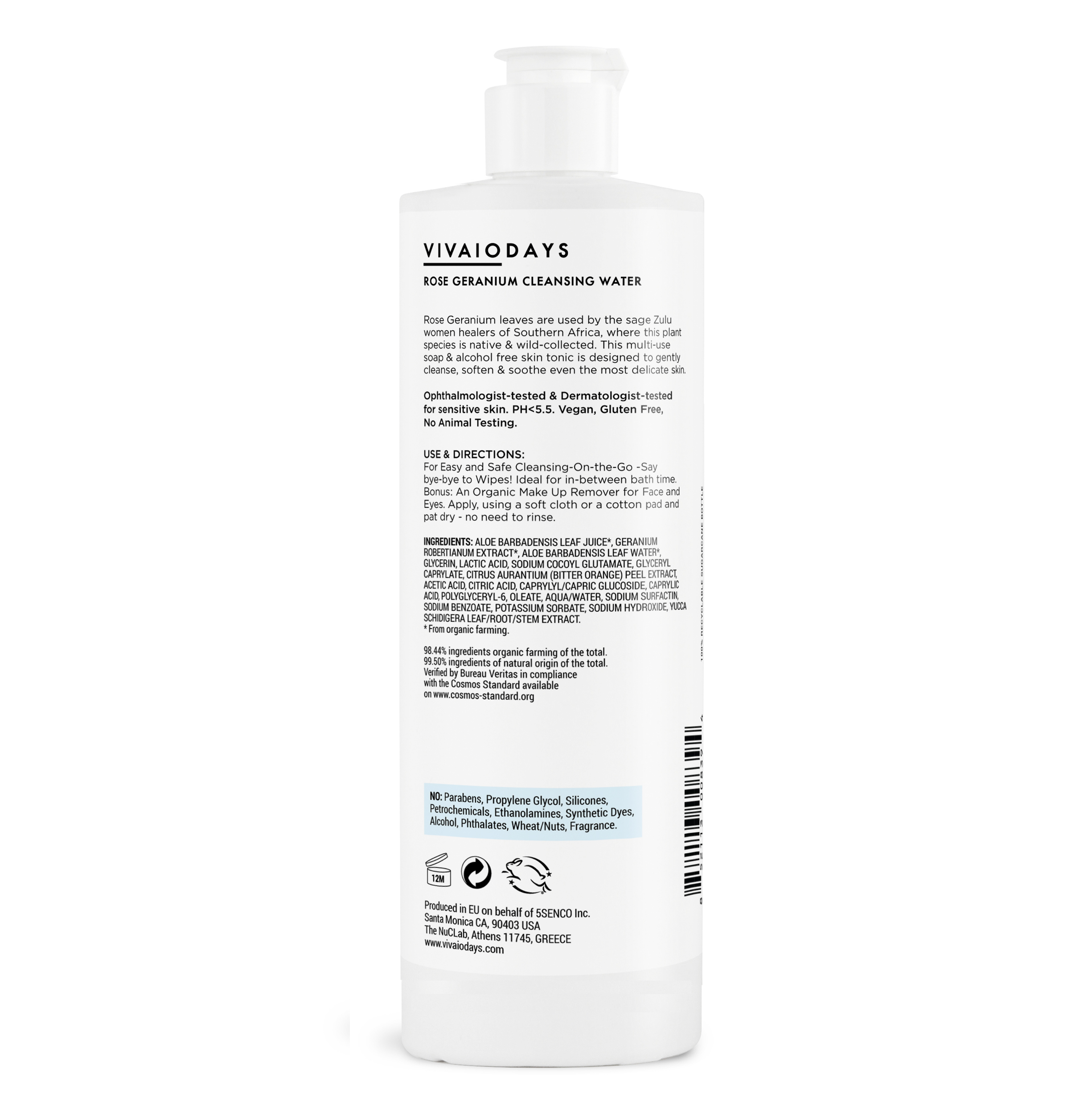Rose Geranium Cleansing Water 15.2 fl.oz. / 450ml